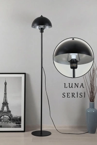 Luna Tek Ayaklı Siyah Metal Lambader